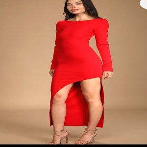 Red long sleeve dress